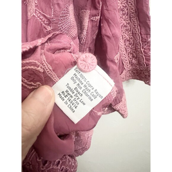 Johnny Was Violet Pine Cruise Eyelet Embroidered Jacket Boho Zodiac Lace Small - Picture 16 of 16